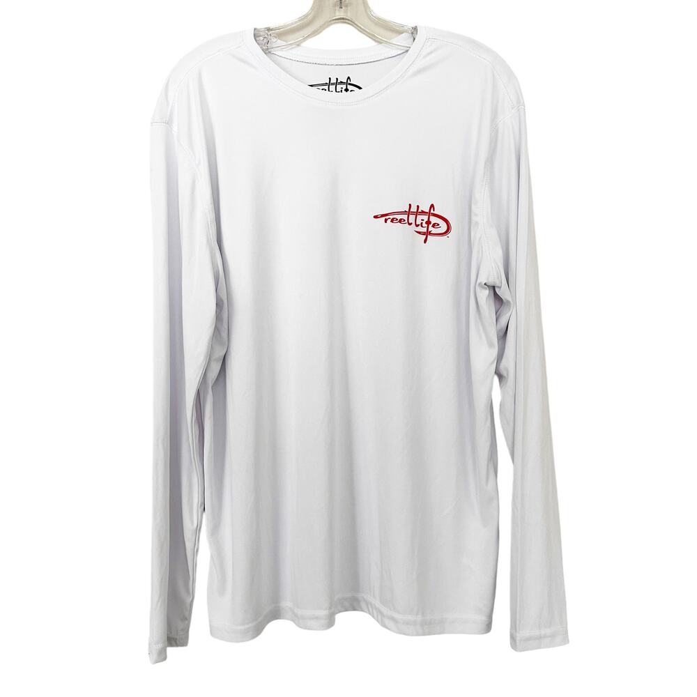 Reel Life White American Flag Long Sleeve Shirt Sz L